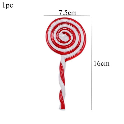 1pack Christmas Tree Ornaments Red White Acrylic Crutch Lollipop Candy Shape Pendant for Xmas Decorations Noel Kids Gifts Supply