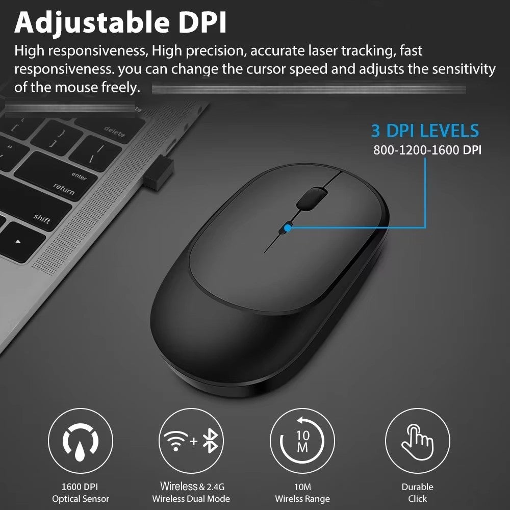 HOT Mouse Sem Fio USB 2.4G Recarregável Gamer Modos Duplos Bluetooth Para Notebook Pad Tablet PC Macbook Mause