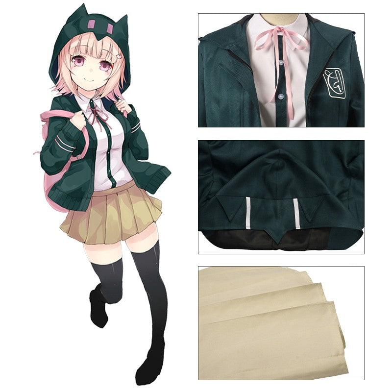 Uniforme de lycéens Anime recruté anronpa Nanami ChiaKi Cosplay Costume, veste à manches longues, jupe courte, jupe Loli