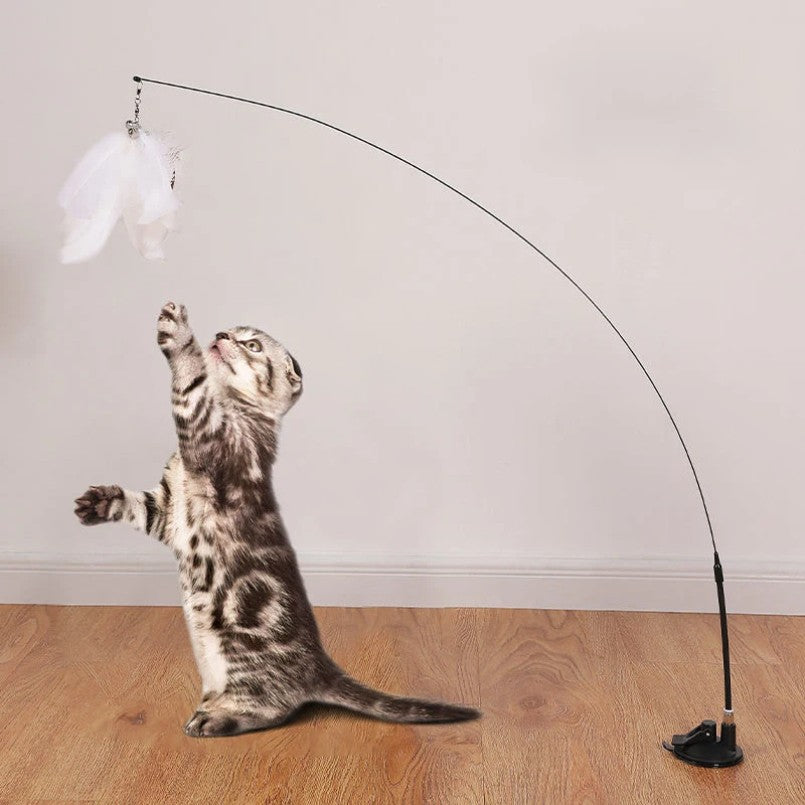Brinquedo interativo para gatos, brinquedo de varinha para gatos, brinquedo para provocar gatinhos, brinquedo de varinha com ventosa, suprimentos para animais de estimação