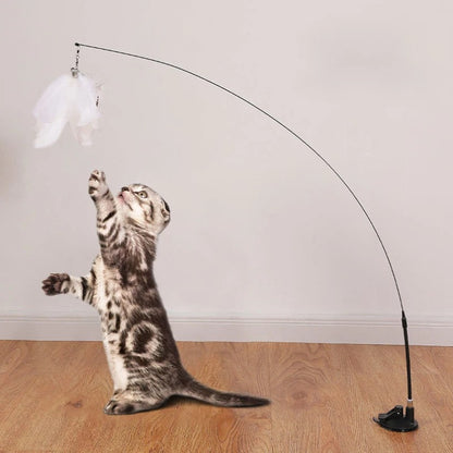 Brinquedo interativo para gatos, brinquedo de varinha para gatos, brinquedo para provocar gatinhos, brinquedo de varinha com ventosa, suprimentos para animais de estimação