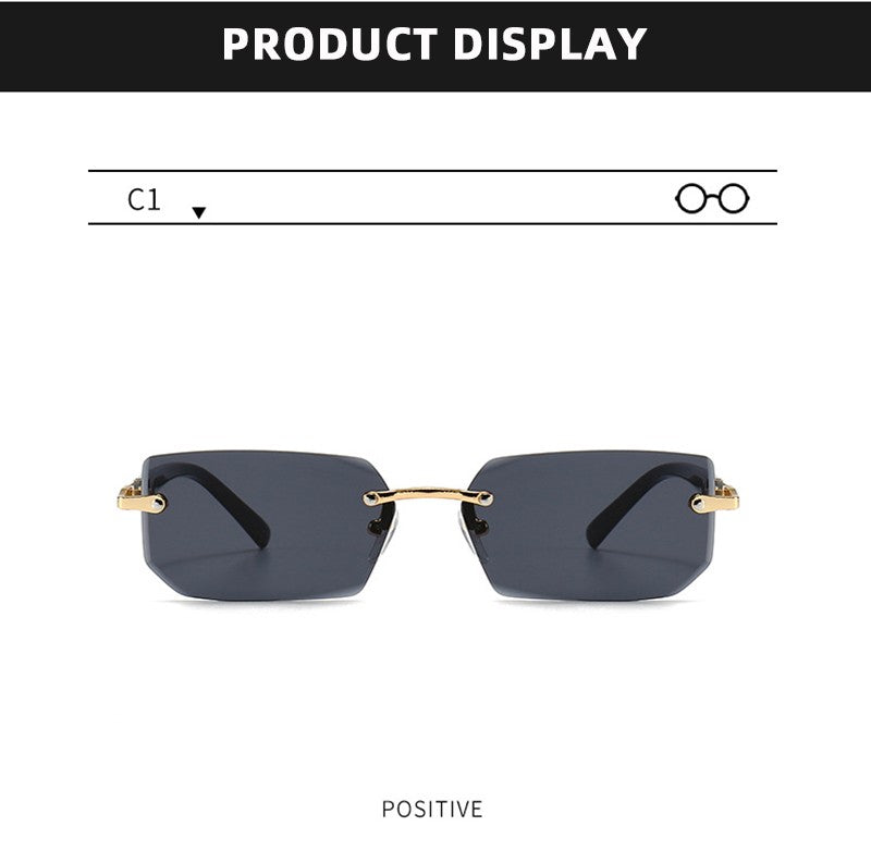 Óculos de Sol da Moda Sem Aro Masculino Feminino Populares Sem Armação Óculos de Sol Masculino Feminino Clássico Pequeno Quadrado Verão Viagem Sombras