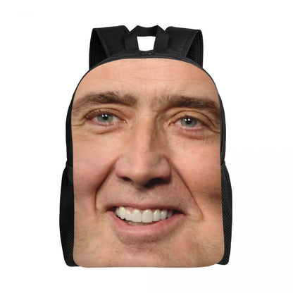 Custom Nicolas Cage Meme Laptop Backpack Women Men Basic Bookbag for College School Student Funny Bags