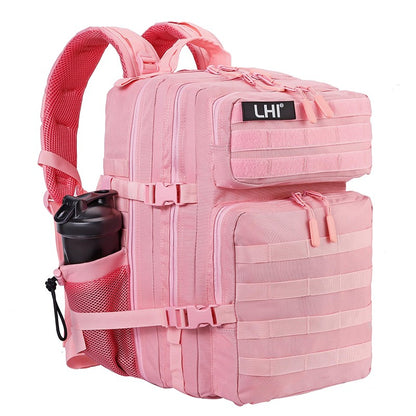 LHI Mochila Tática 45L/35L/25L para Homens e Mulheres, À Prova D'Água, Bolsa de Ginástica para Atletas, Mochila de Viagem para Caminhada ao Ar Livre com Porta-Garrafas
