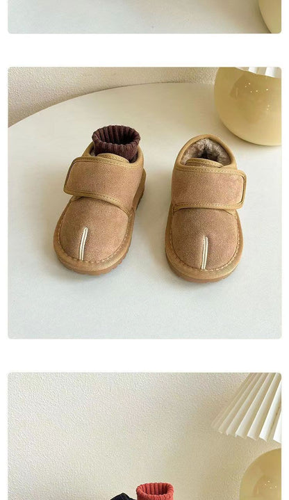 Children's Winter Snow Boots New 2025 Faux Suede Warm Plush Cotton Shoes Boys Fashion Anti-slip Rubber Sole Girls Ankle Boots