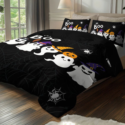 3 capas de edredom fofas de fantasma de Halloween, 1 capa de edredom + 2 fronhas, sem enchimento. Conjunto de cama macio e confortável, lavável à máquina
