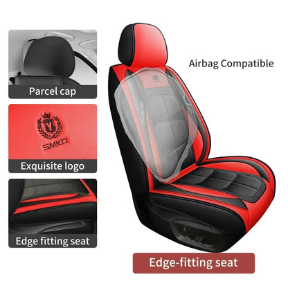 2PCS Car seat covers, waterproof PU full leather fully wrapped muscle seat cushion covers, wear-resistant, soft and comfortable