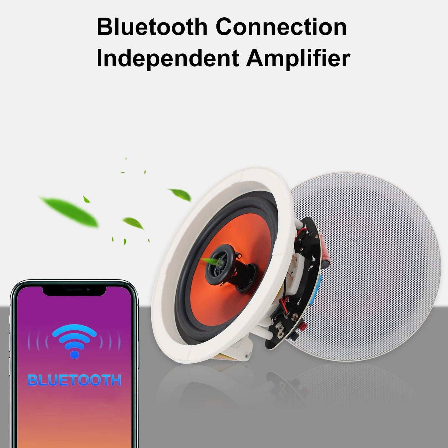 Herdio Alto-Falante Bluetooth de Teto de 6,5 Polegadas 300W para Áudio Doméstico Sistema de Alto-Falantes Embutidos para Cozinha, Quarto e Banheiro