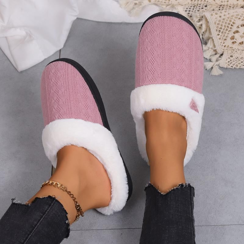 Platform Fluffy Slippers Women House Plush Fashion Designer Winter Shoes Ladies Flats Warm Home Casual Footwear Elegant Big Size
