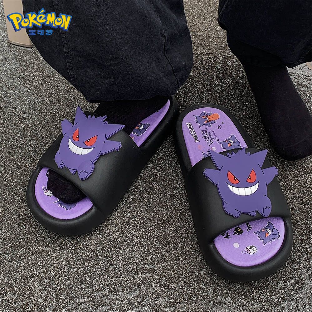 Kawaii Pokemon Anime Peripherals Gengar Cartoon Outdoor Sandals Summer Home Shoes Flip Flops Birthday Gift