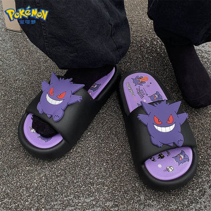 Kawaii Pokemon Anime Peripherals Gengar Cartoon Outdoor Sandals Summer Home Shoes Flip Flops Birthday Gift