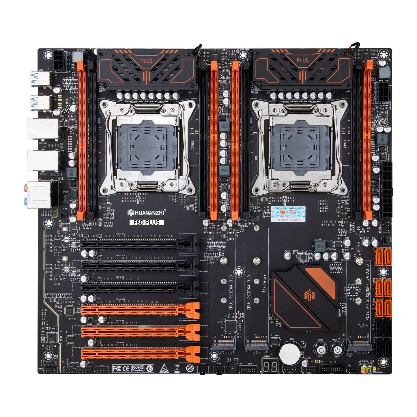 Placa-mãe HUANANZHI X99 F8D PLUS LGA 2011-3 XEON X99 com suporte para Intel Dual CPU E5 2640 2666 2670 2696 V3 V4 DDR4 RECC NVME NGFF