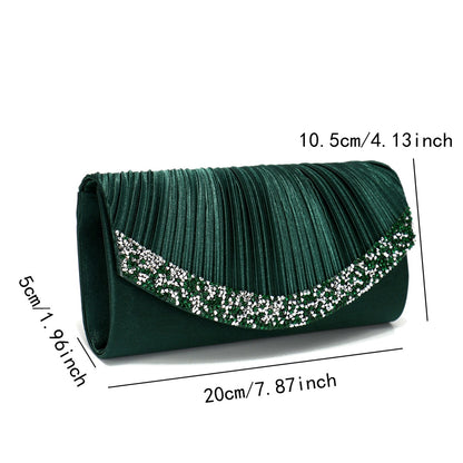 Glitter Envelope Desing Women Evening Bags Satin Shoulder Chain Handbags Rhinestones Luxury Prom Banquet Purse