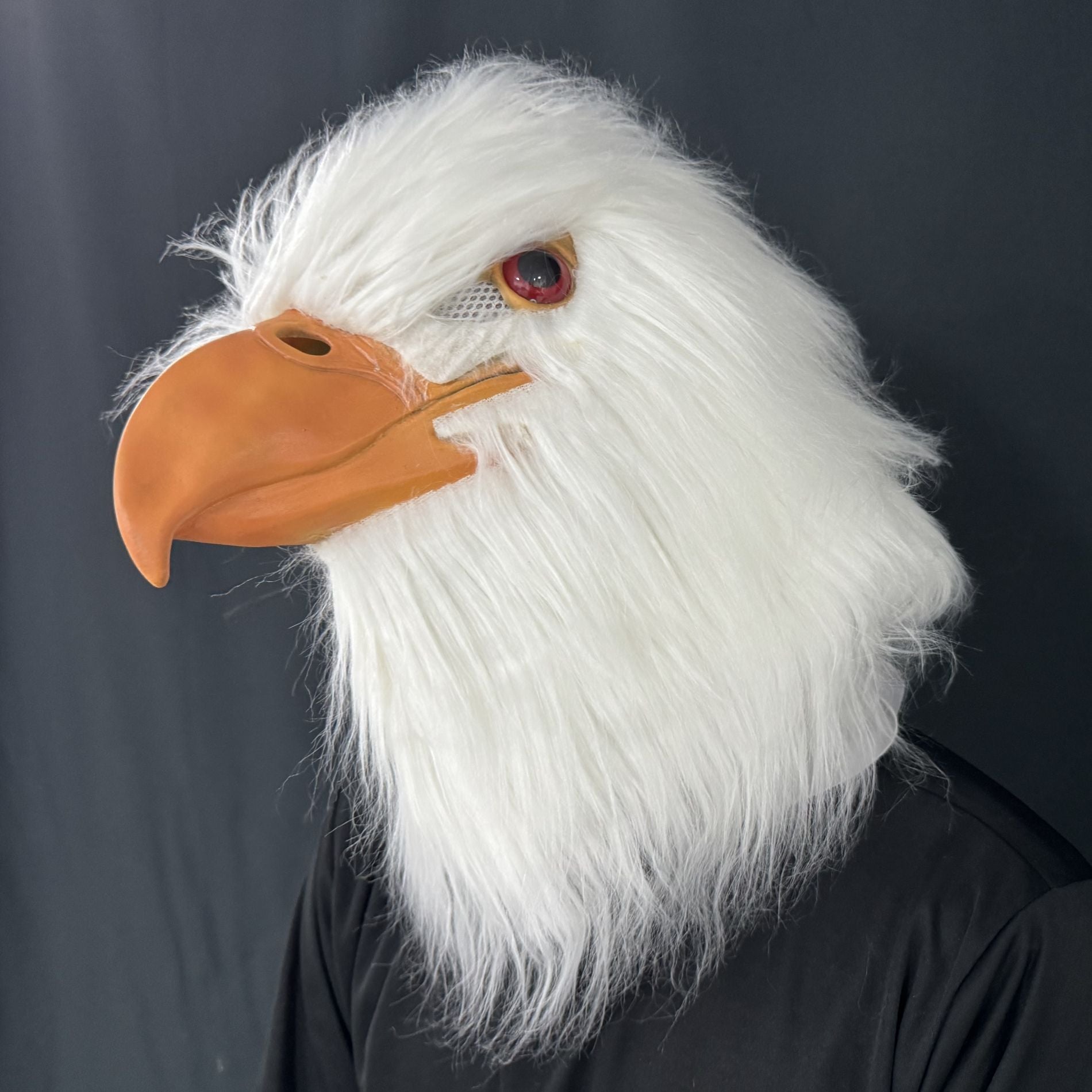 White Eagle Latex Mask – Realistic Bird Head Costume Feathers For Adults Halloween Party Cosplay Animal Prop Masquerade Carnival