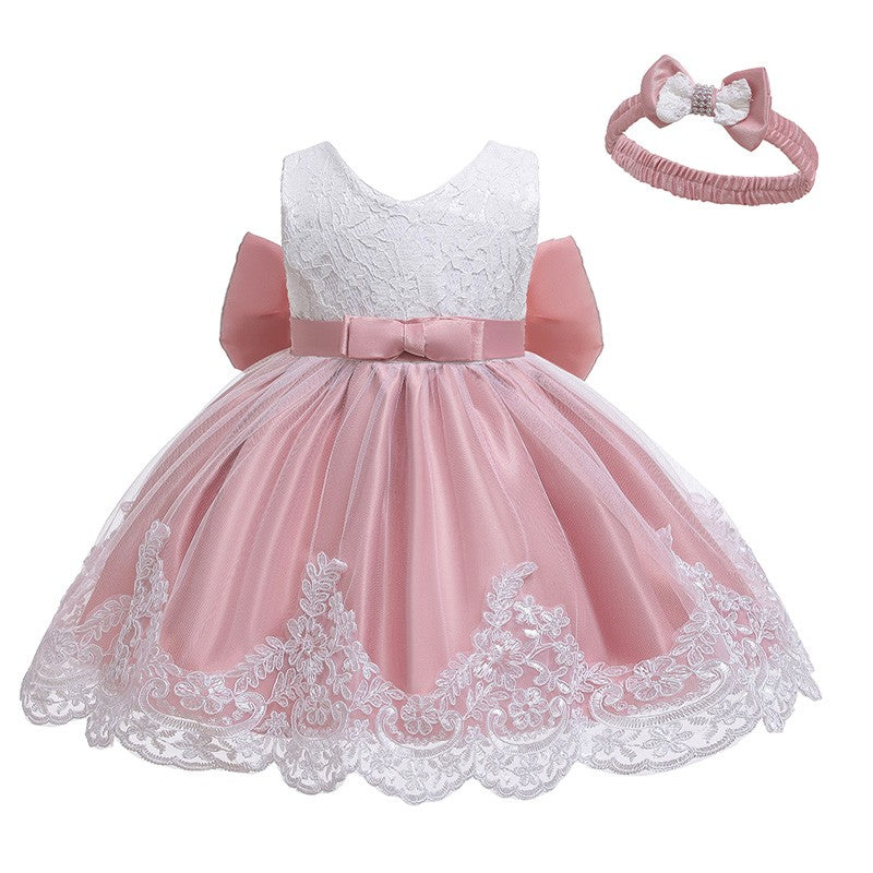 LZH Baby Girl Dress Newborn Clothes Princess Dress+Headwear For Toddler Birthday Wedding Christening Infant Party Christmas Gown