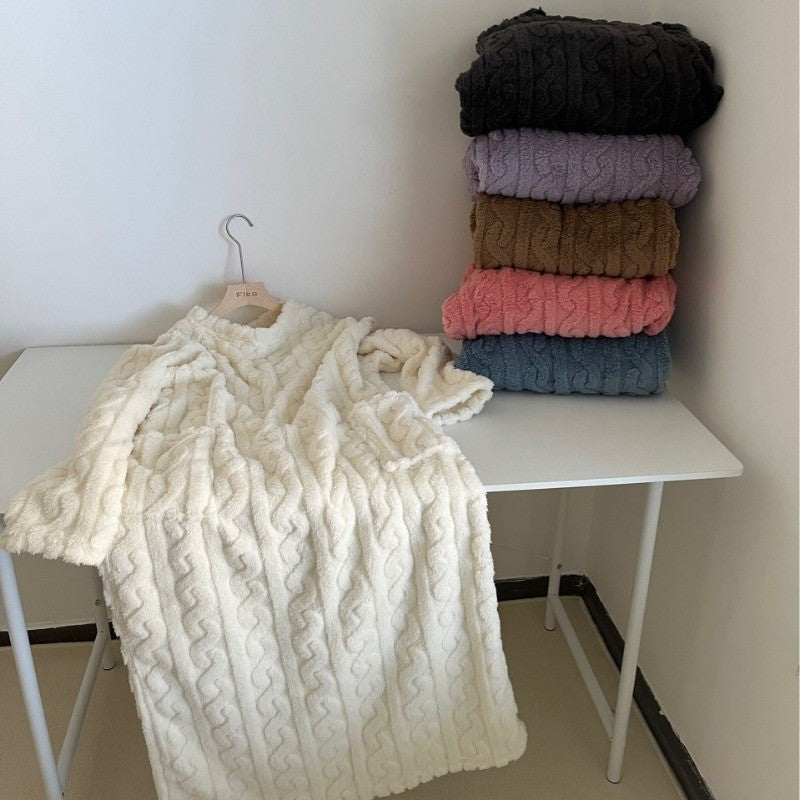 Bathrobe women's bathrobe coral padded thickened warm pajamas dress winter college students homewear plus size women's clothes c