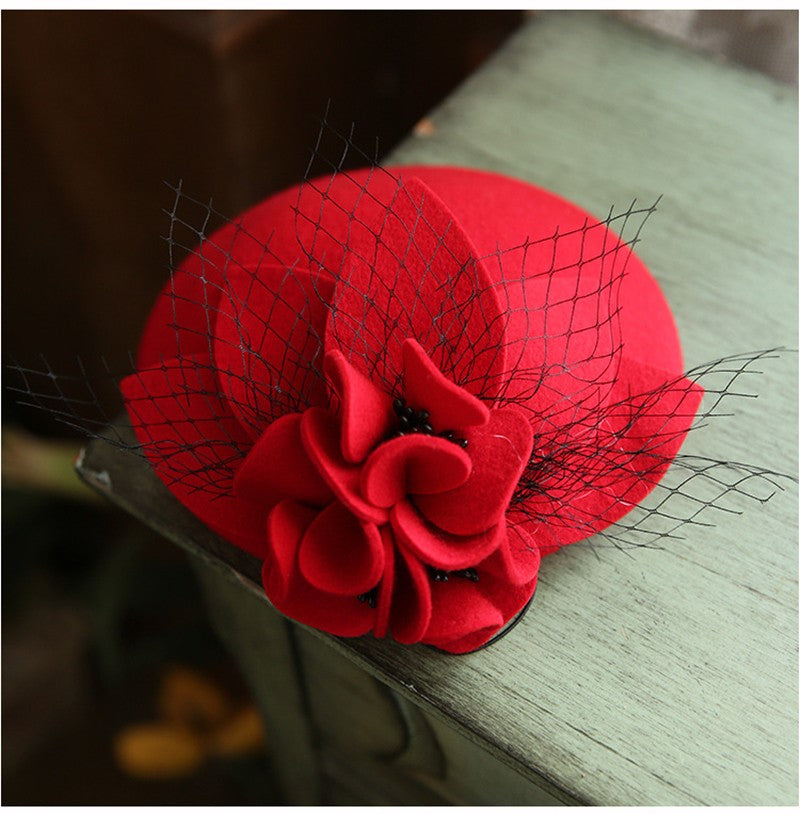 Women Wool  Cashmere Hat, Derby Ascot Photography Fascinator Flower Hat?Ladies’ Cocktail Tea Party Headwear for Autumn Winter