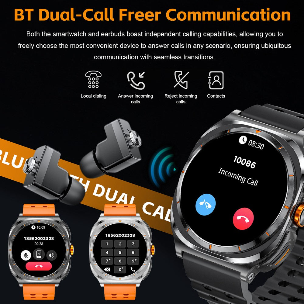 Chamada Bluetooth IP68 à Prova D'Água 2025 Novo Smartwatch 2 em 1 Atualizado com Fones de Ouvido Bluetooth TWS Para Homens e Mulheres Smartwatch Esportivo