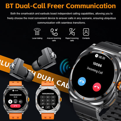 Chamada Bluetooth IP68 à Prova D'Água 2025 Novo Smartwatch 2 em 1 Atualizado com Fones de Ouvido Bluetooth TWS Para Homens e Mulheres Smartwatch Esportivo