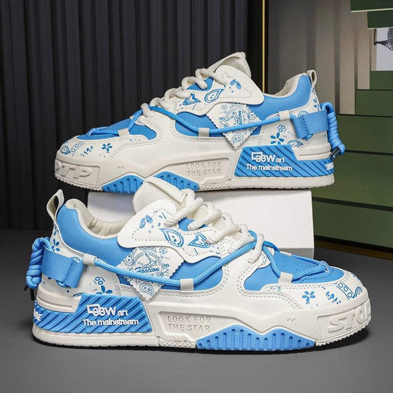 Men's thick soled casual shoes four season soft soled outdoor walking shoes student flat shoes youth fashion sports board shoes