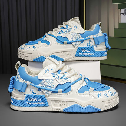 Men's thick soled casual shoes four season soft soled outdoor walking shoes student flat shoes youth fashion sports board shoes