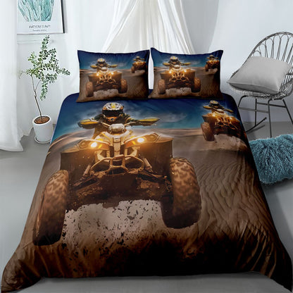Motorcycle Rider Duvet Cover Set UK Single Double Queen US Twin Full King Size Bed Linen Set