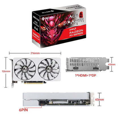 SOYO AMD Radeon RX6500XT 4G Graphics Card GDDR6 Video Memory Gaming Card HDMI-compatible DP Port Direx12 Desktop Computer
