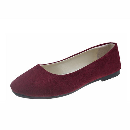 Woman Flats Casual Round Toe Cute Flats Flock Mocasines Ballerina Church Flats Female Suede Elegant Soft Sole Mom Shoes