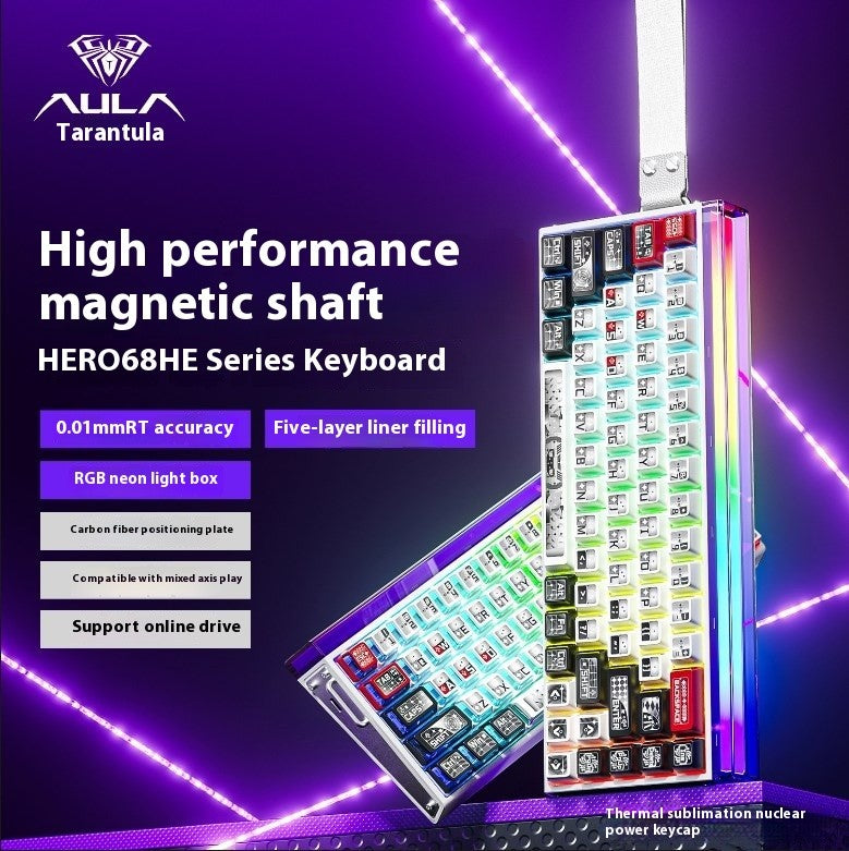 AULA Hero 68HE Magnetic Keyboard RGB Light Wired Hot Swap Esports 8K Gaming Hero68 Mechanical Keyboard Low delay PC Accessories