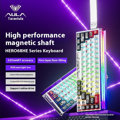 AULA Hero 68HE Magnetic Keyboard RGB Light Wired Hot Swap Esports 8K Gaming Hero68 Mechanical Keyboard Low delay PC Accessories