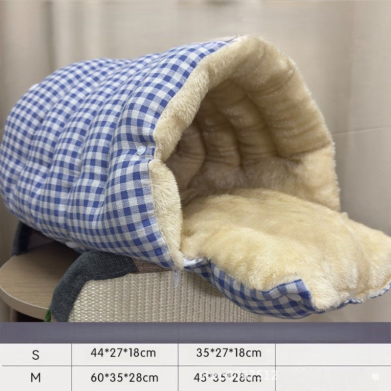 Cama xadrez quente para gatos e cães pequenos no inverno