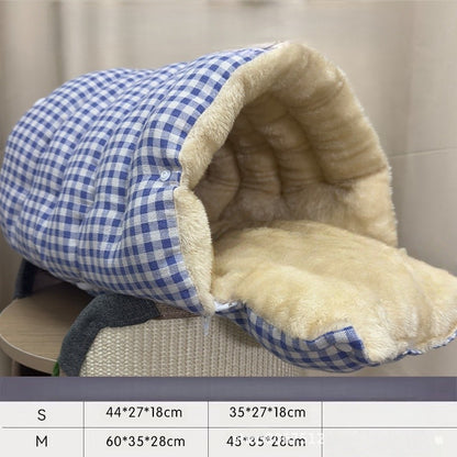 Cama xadrez quente para gatos e cães pequenos no inverno