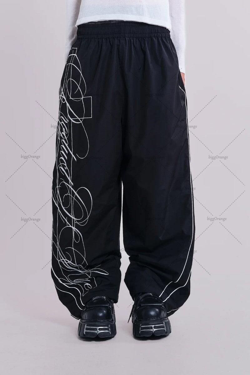Gótico Maré Harajuku Letras Bordadas Calças Casuais da Moda Masculino Y2k Americano Hip-hop Rock Oversized Calças de Perna Larga Calças Femininas
