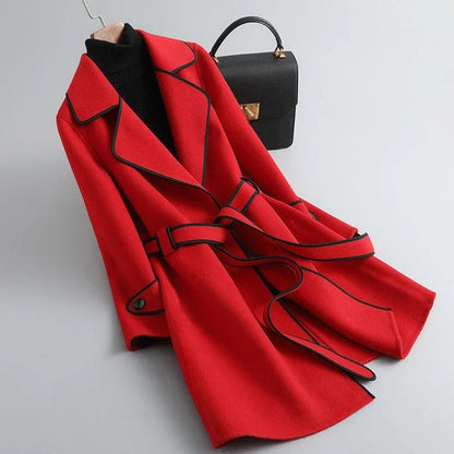 Double-Sided Woolen Coat Winter New Style Korean Version Cashmere Women's Mid-Length Fashionable Woolen Jacket Outerwear