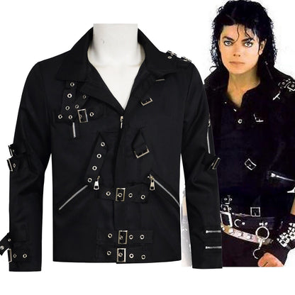 Michael Jackson cosplay Costume BAD MJ Punk Jacket Black Slim BAD Jacket Costume Clothing for Man Adore Stars Impersonator