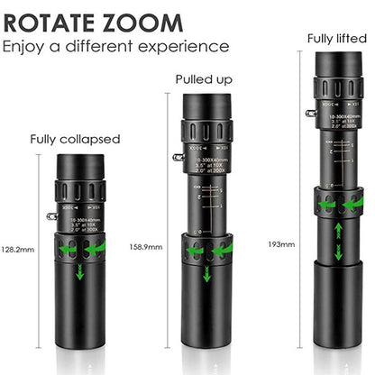 Telescópio com Zoom 10-300x40 HD 4K Binóculos Potentes Portáteis Longo Alcance Monocular Profissional BAK4-Prismático Para Caça e Acampamento