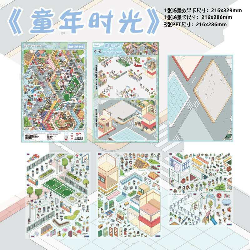 Kawaii Large Edition Series 3D Landscape Stickers DIY Pocket House Scene Stickers Handmade Account Stickers Party Festival Gifts