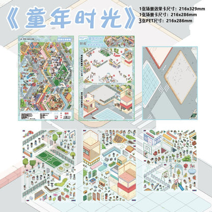 Kawaii Large Edition Series 3D Landscape Stickers DIY Pocket House Scene Stickers Handmade Account Stickers Party Festival Gifts