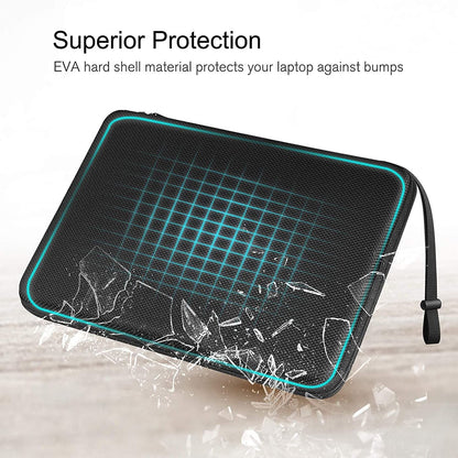 13 14 15.6 inch Laptop Sleeve Bag Shockproof Computer Bag Waterproof EVA Protective Carrying Case Black with Straps