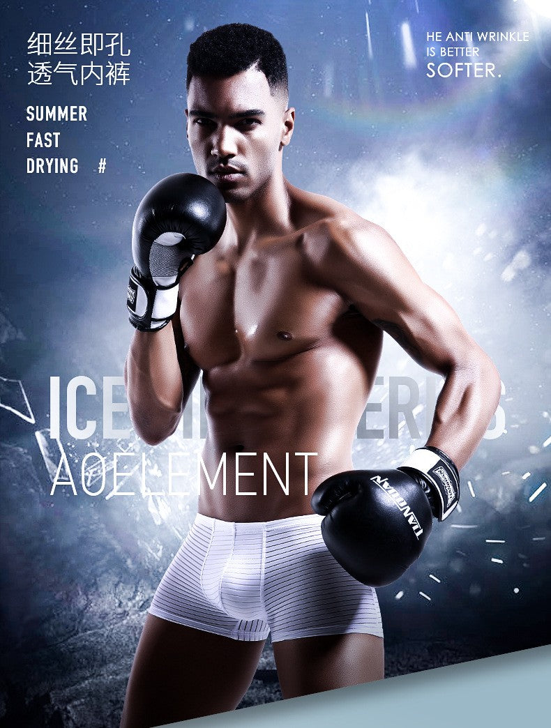 Mens Total Support Pouch Boxer Briefs Mesh Comfortable Cooling Moisture Wicking Underwear Breathable Elastic waistband Underpant