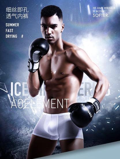 Mens Total Support Pouch Boxer Briefs Mesh Comfortable Cooling Moisture Wicking Underwear Breathable Elastic waistband Underpant