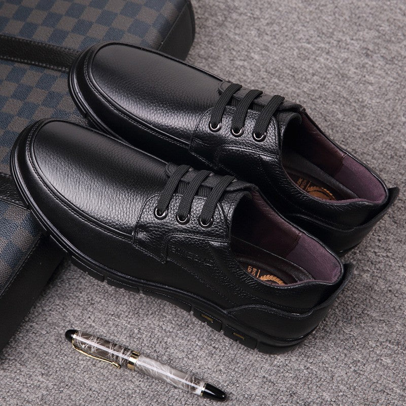 Sapatos Masculinos de Couro Feitos à Mão, Sapatos Sociais Casuais e de Negócios Minimalistas, Modernos, com Cadarço, para Pais de Meia-Idade