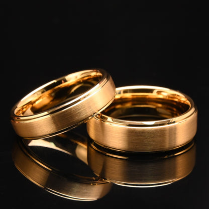 Aliança de tungstênio ouro 8MM/6MM masculina anéis de casamento anillos bague homme pareja de joias da moda alianças de noivado para casais presentes