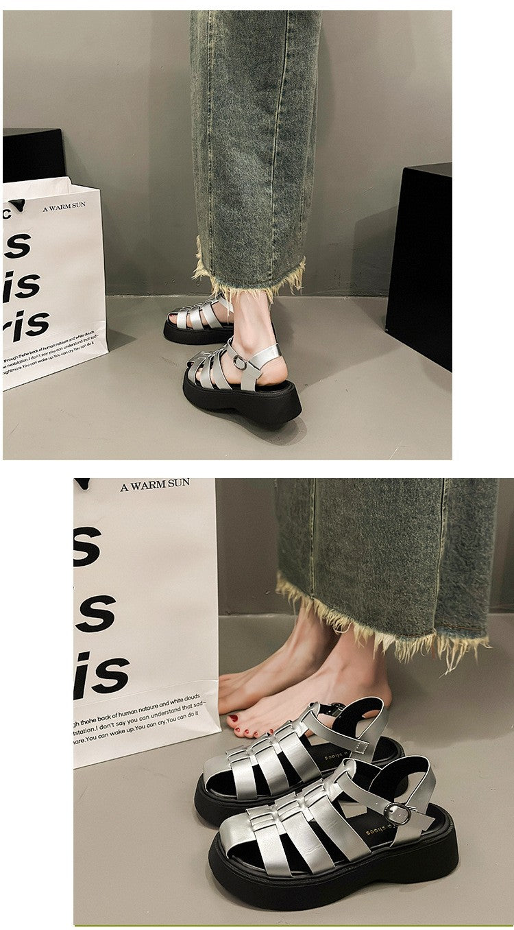 Summer Women's Sandals British Style Platform Women Casual Shoes Fashion Brand Beach Shoes 2024 High Quality Women Roman Sandals