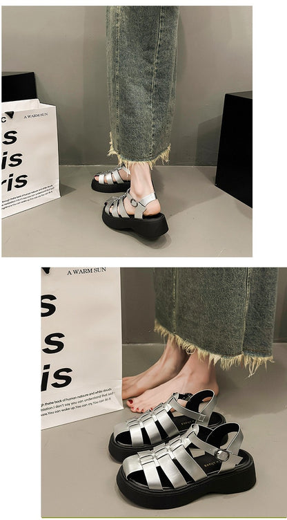 Summer Women's Sandals British Style Platform Women Casual Shoes Fashion Brand Beach Shoes 2024 High Quality Women Roman Sandals