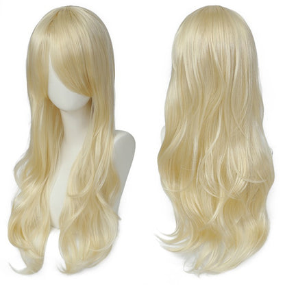 Peruca Cosplay Anime Versátil Multicolorida Cabelo Longo Cacheado com Cabelo Levemente Cacheado Peruca de Fibra Sintética
