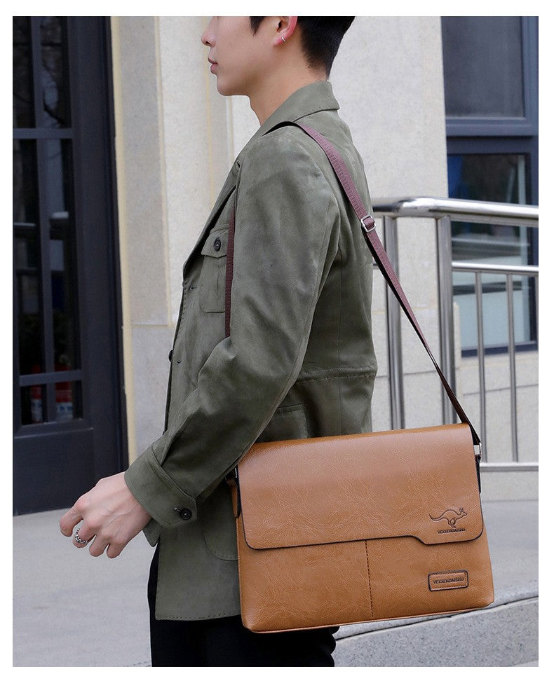 Business Shoulder Bag For IPAD PU Leather Business Handbag Men Messenger Bag Large Side Sling Bag Fashion Man Crossbody Bag
