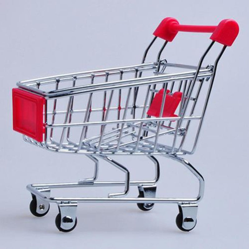 Mini Supermarket Shopping Trolley Cart Desktop Model Children's Toys Home Decoration Miniature