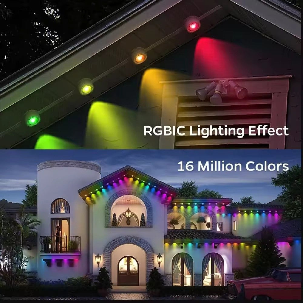 ? RGBIC Permanent Outdoor Lights PRO IP67 Waterproof LED Eave Lights Bluetooth APP Remote Control Music Sync DIY Scene Outdoor House Roof Christmas Decor String Lights