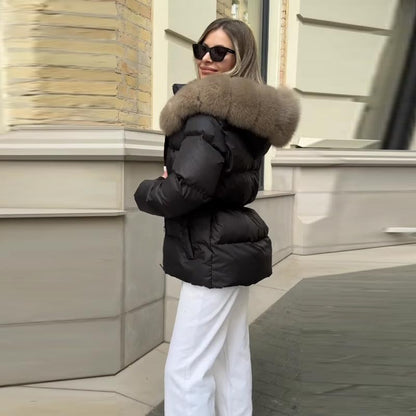 Fashion Fur Patchwork Short Warm Coat Women Lapel Lace Up Long Sleeve Coats Female 2025 Autumn Winter Lady Outwears New